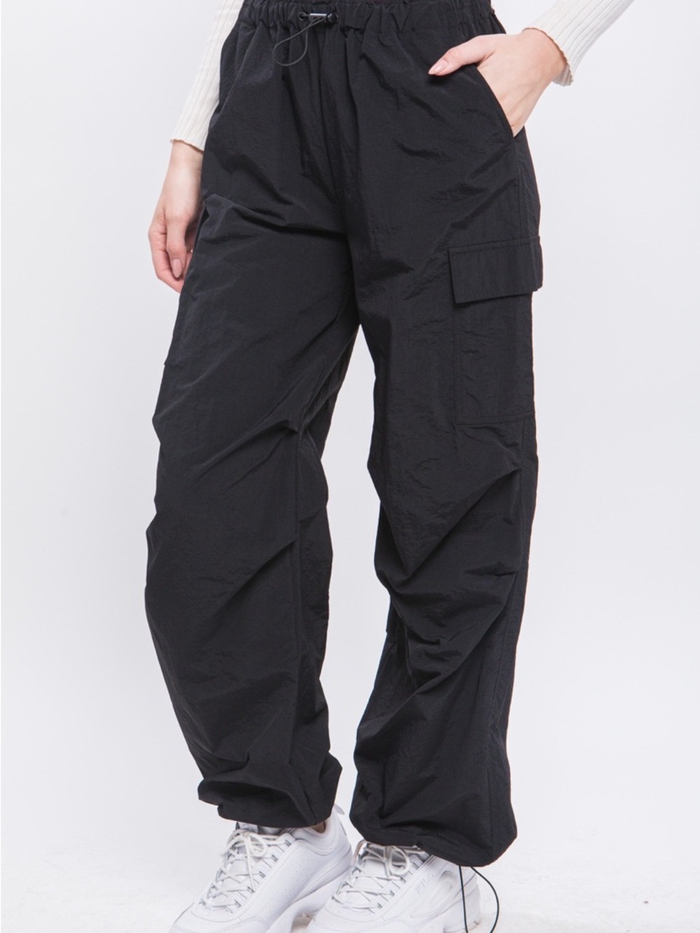 Love Tree Black Cargo Track Pants